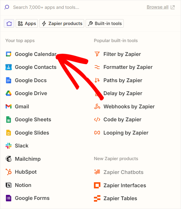 select google calendar zapier