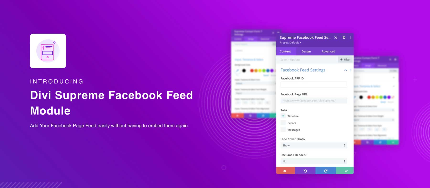 Modulul de feed Facebook Divi Supreme Pro