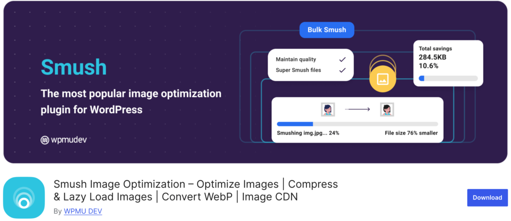 Ini adalah tangkapan layar dari plugin Smush