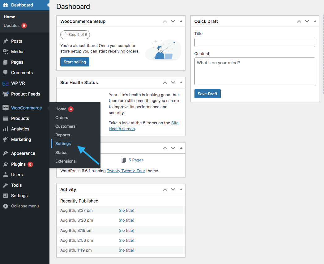 ตัวเลือกการตั้งค่า Woocommerce