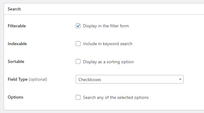 Configurando filtros de pesquisa.