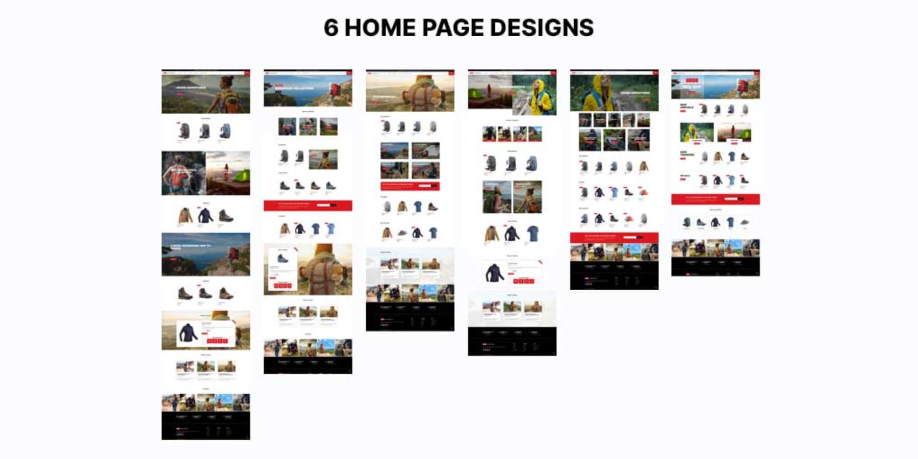 Uno screenshot di alcuni dei design della home page di DiviCommerce