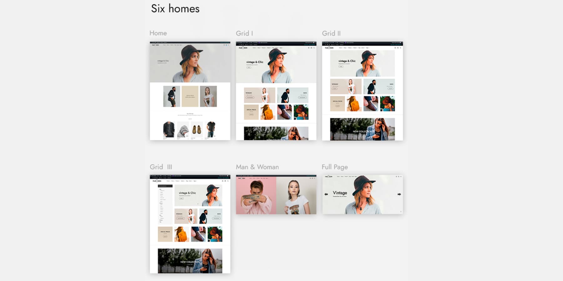 Ein Screenshot der Homepage-Layouts von Fashion