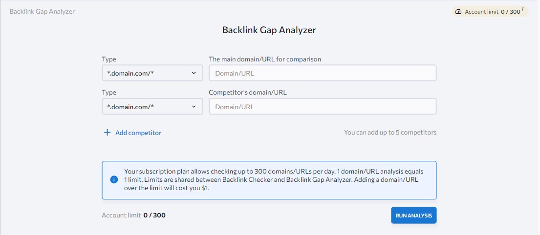 SE Ranking Backlink Gap Analyzer