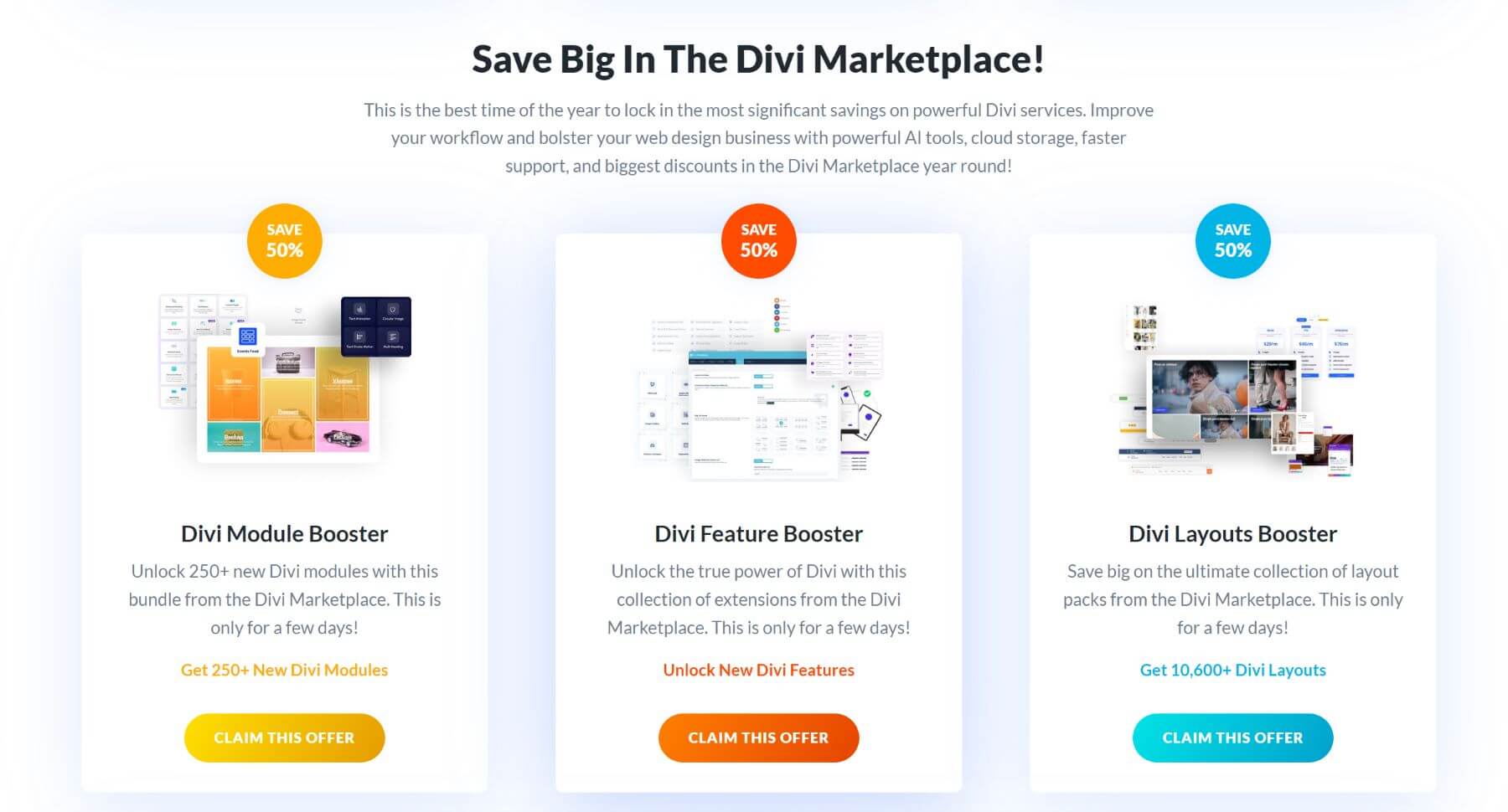 Divi Summer Sale Marketplace-Pakete