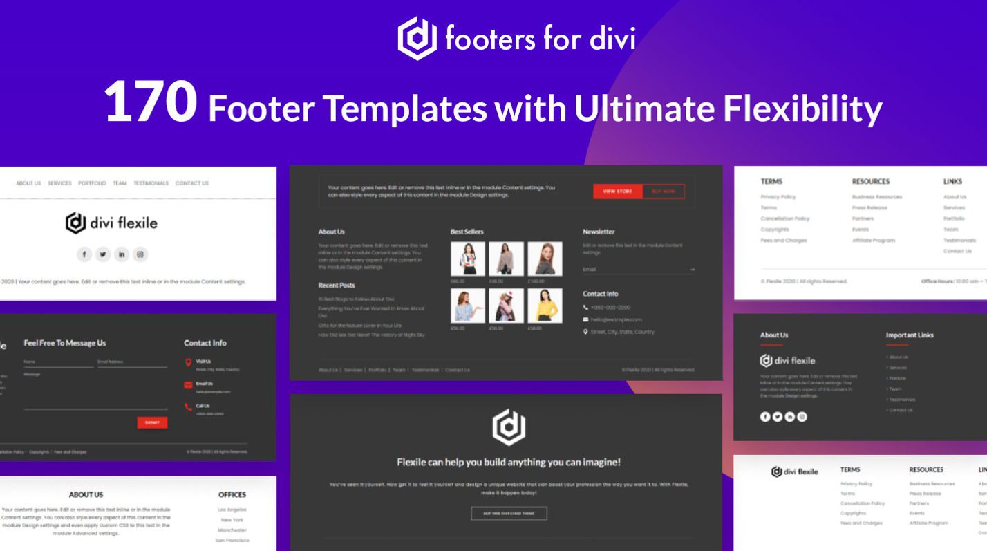 Werbebild für das Divi Footer Pack