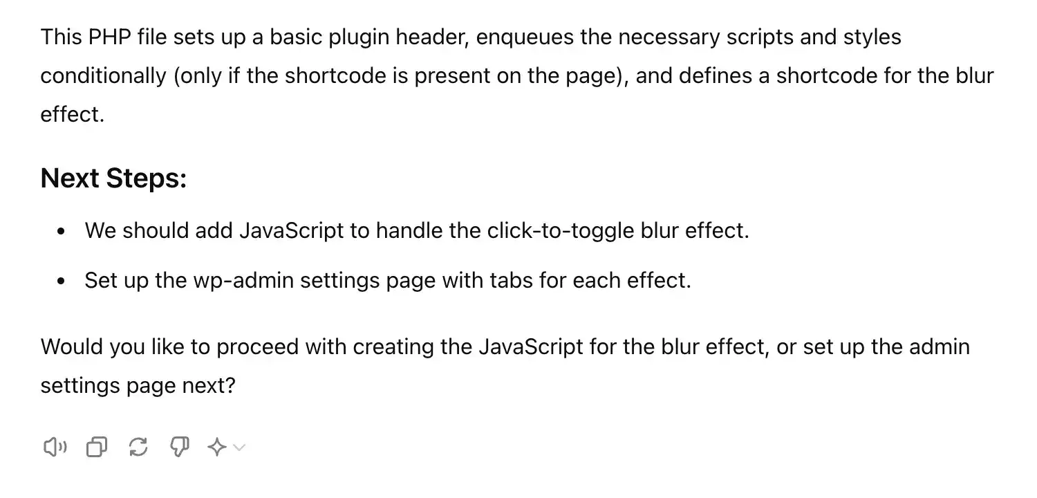 Dando ao ChatGPT o prompt inicial para construir a tentativa número um do plugin.