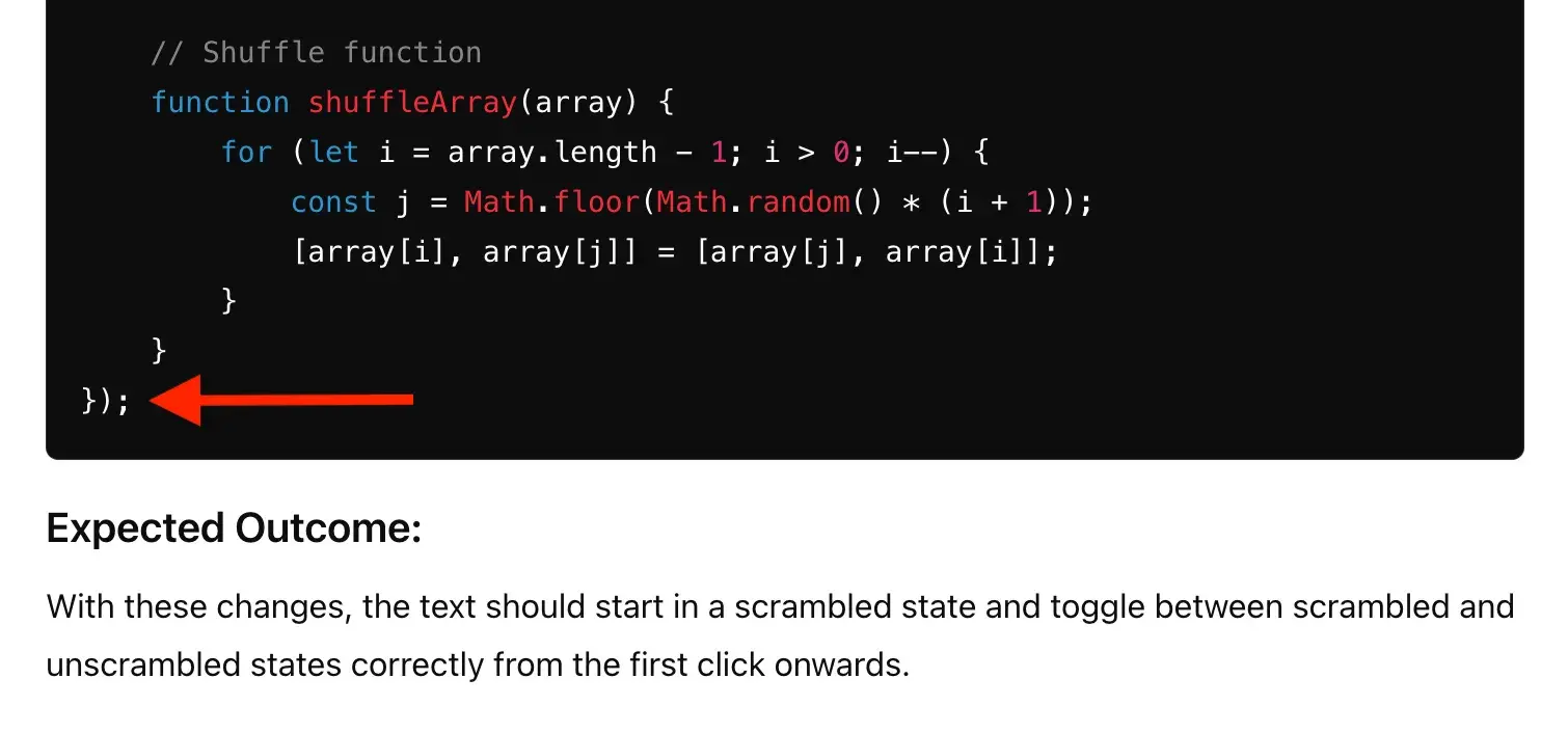 Ignorer la dernière ligne d'un extrait de code.