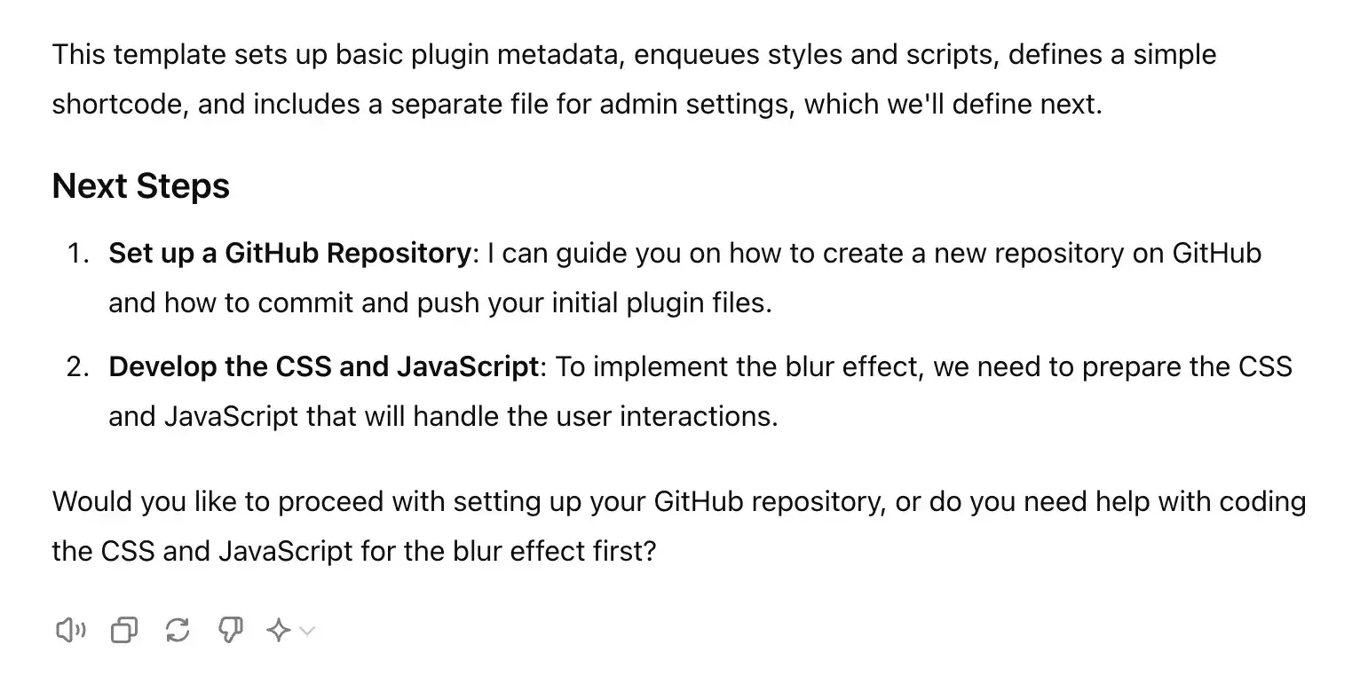 Dando ao ChatGPT o prompt inicial para construir a tentativa número três do plugin.