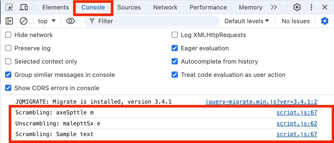 Verwenden der Konsole zum Debuggen.