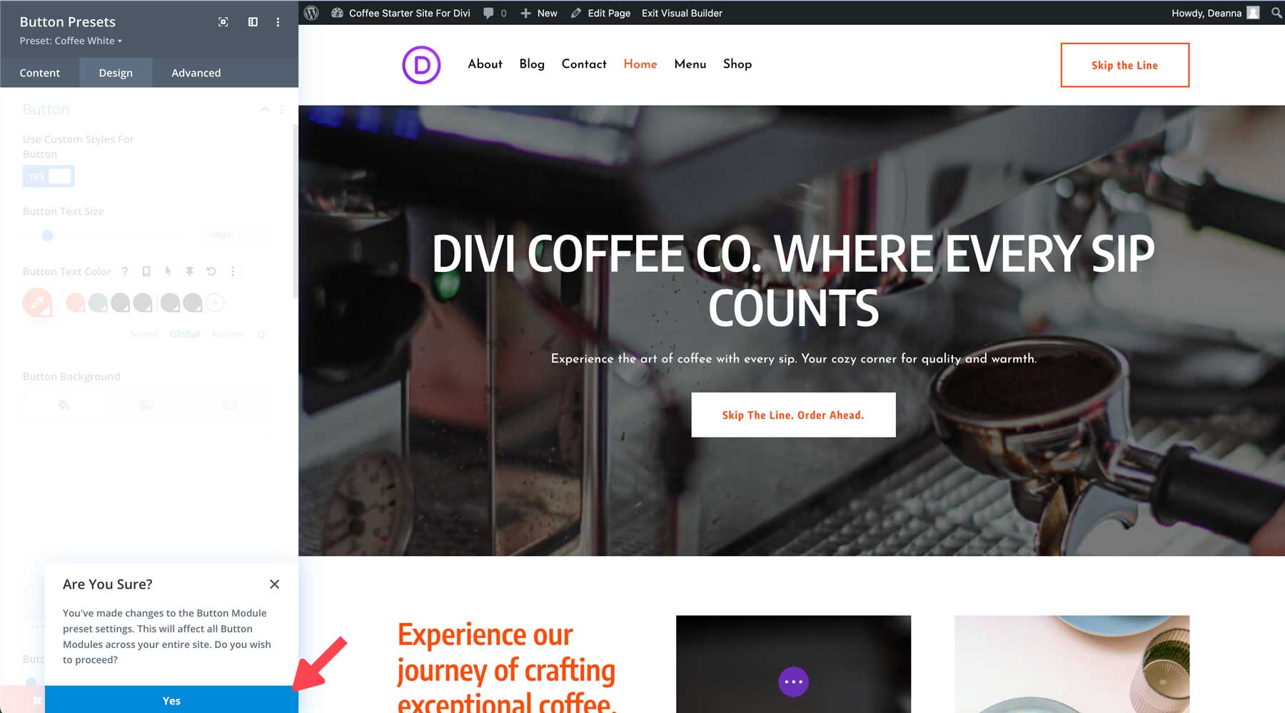 divi のコーヒースターターサイト