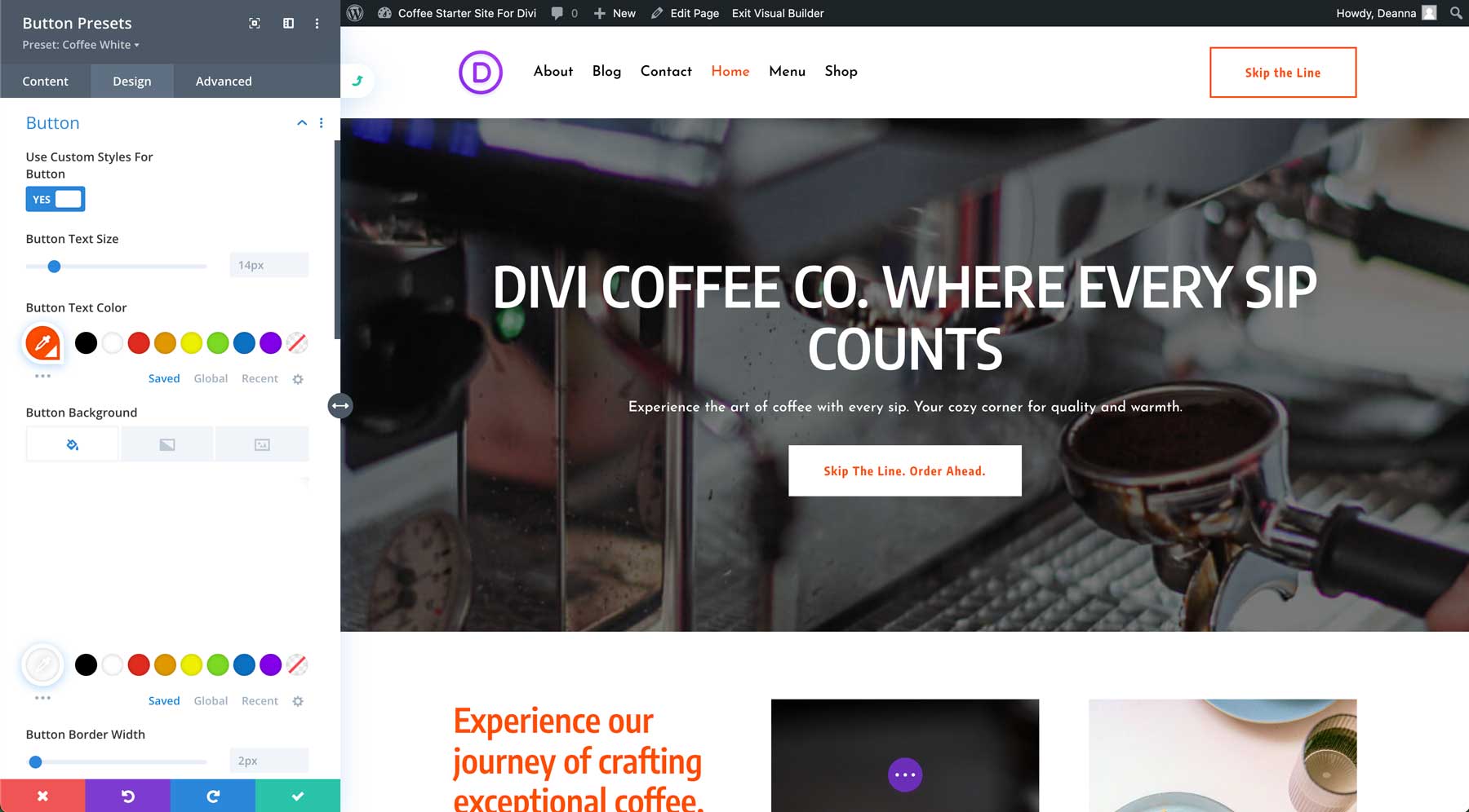 site de starter de cafea pentru divi