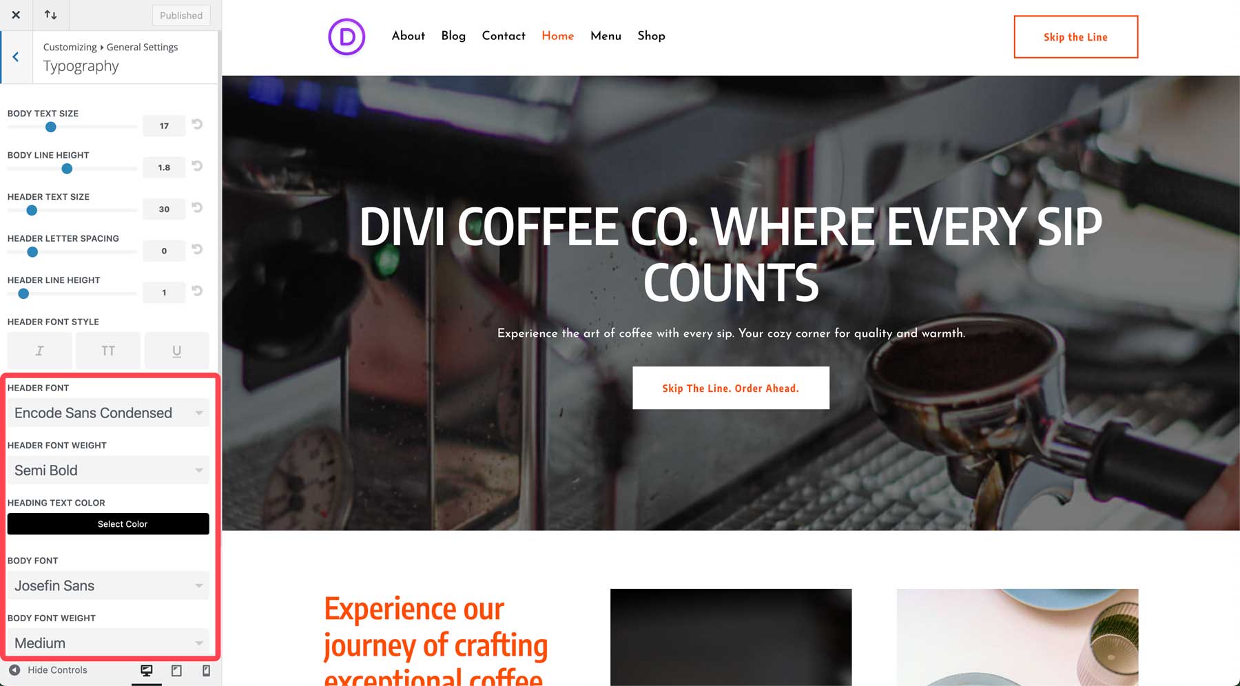 divi のコーヒースターターサイト