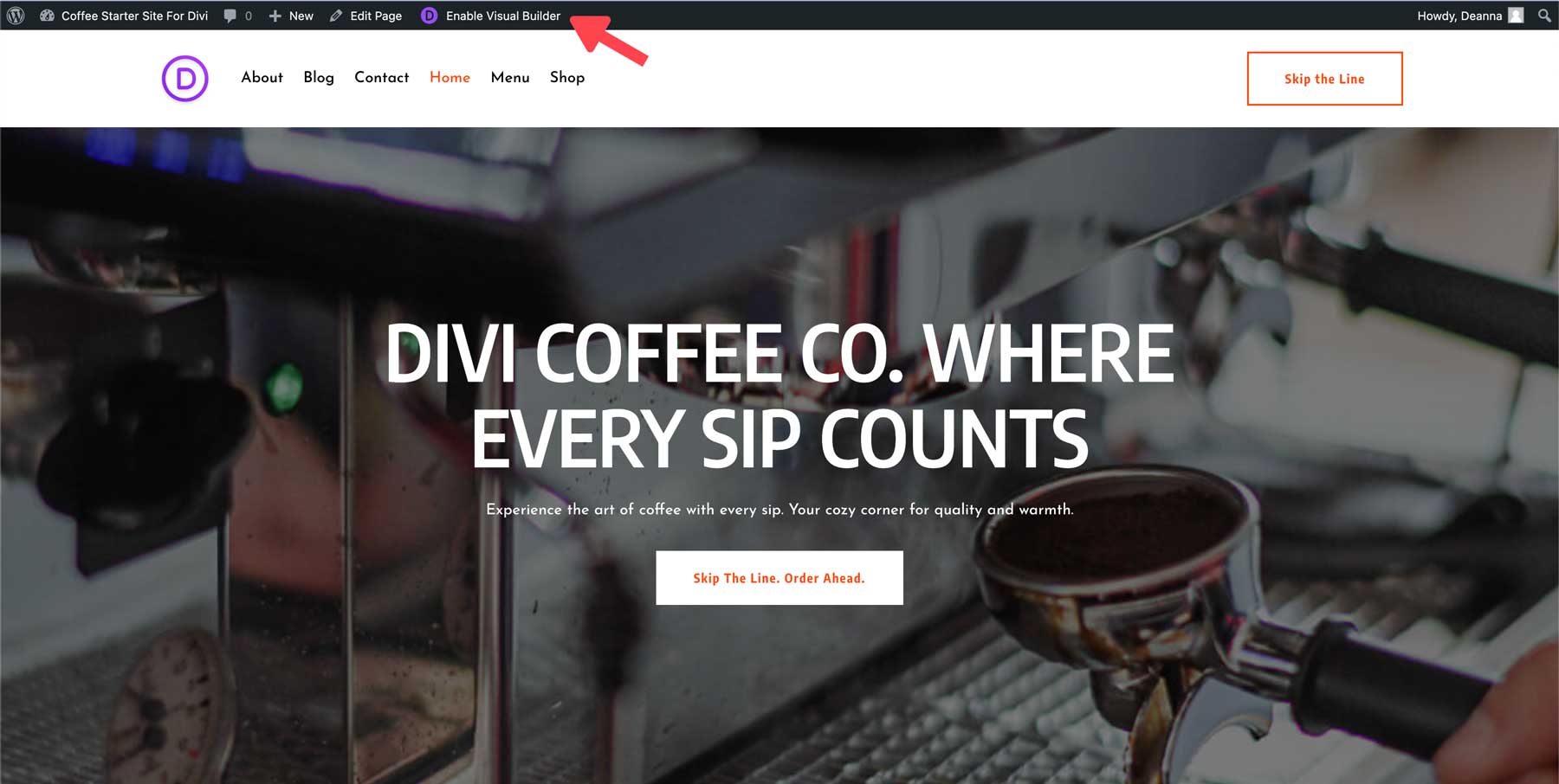 divi のコーヒースターターサイト