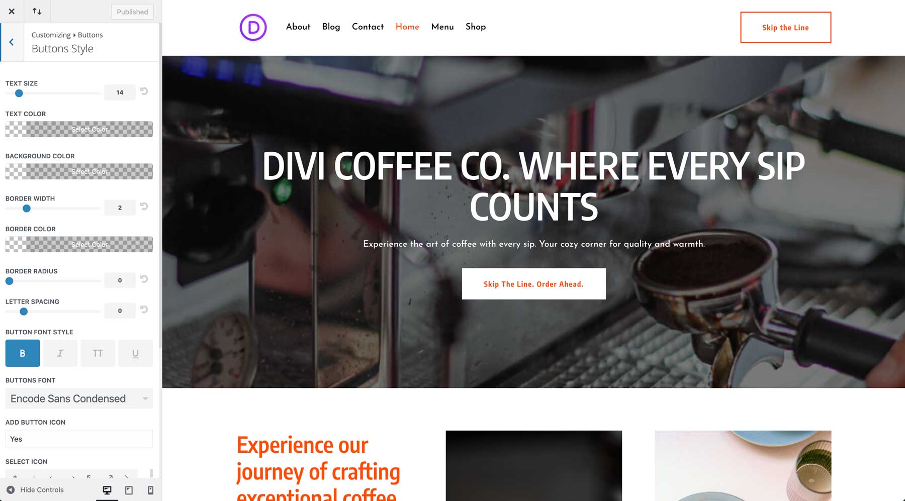 divi のコーヒースターターサイト