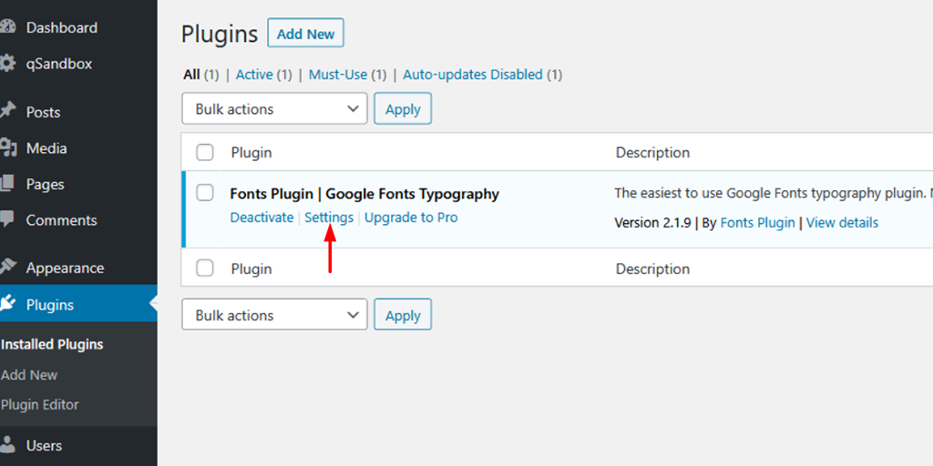 Fonts Plugin Settings