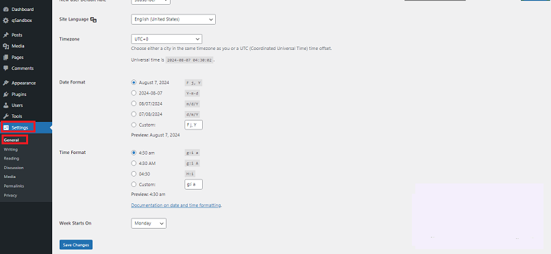 กำลังบันทึกการตั้งค่า WordPress