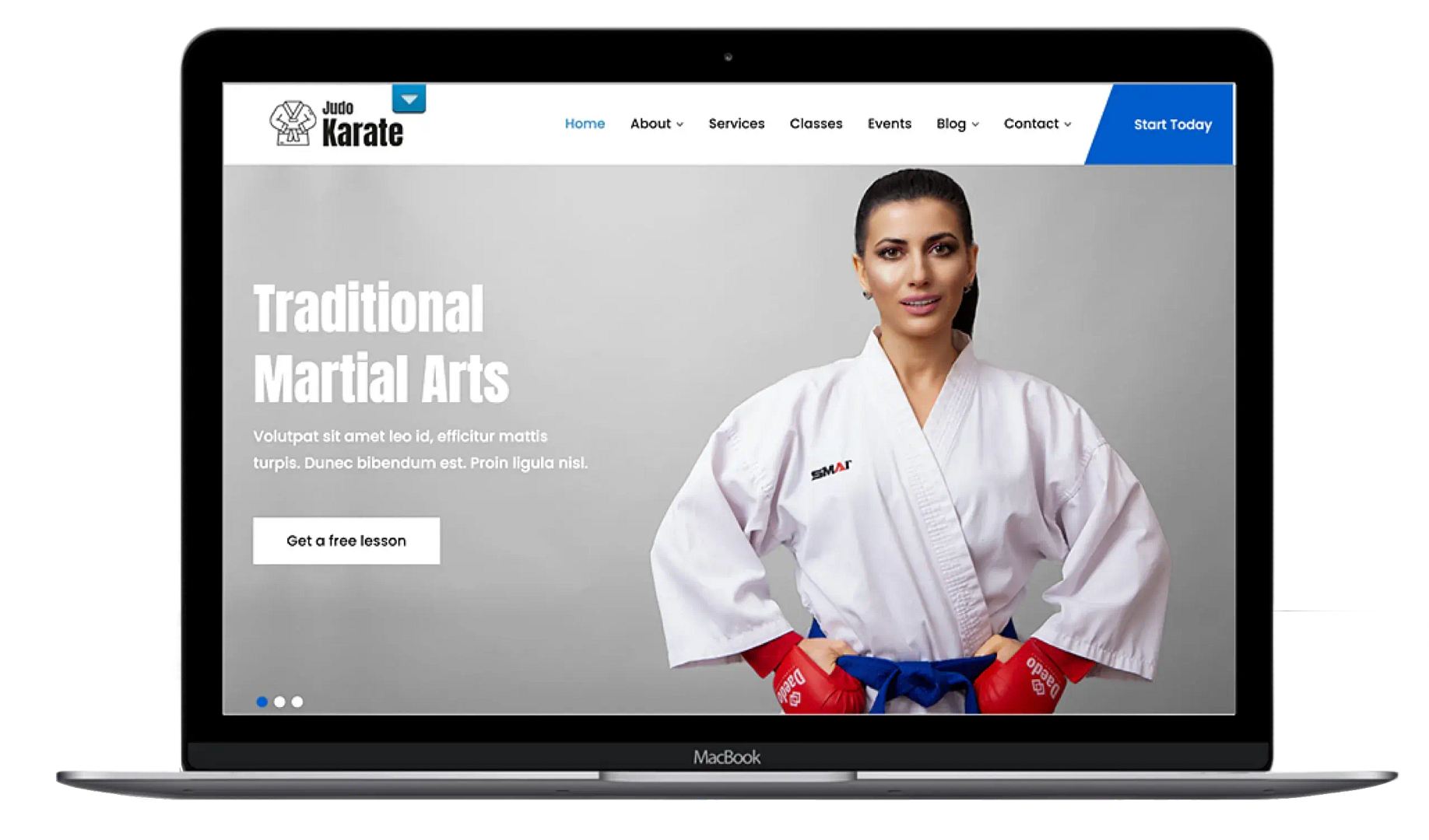 Maquete de laptop com tema SKT Karate.