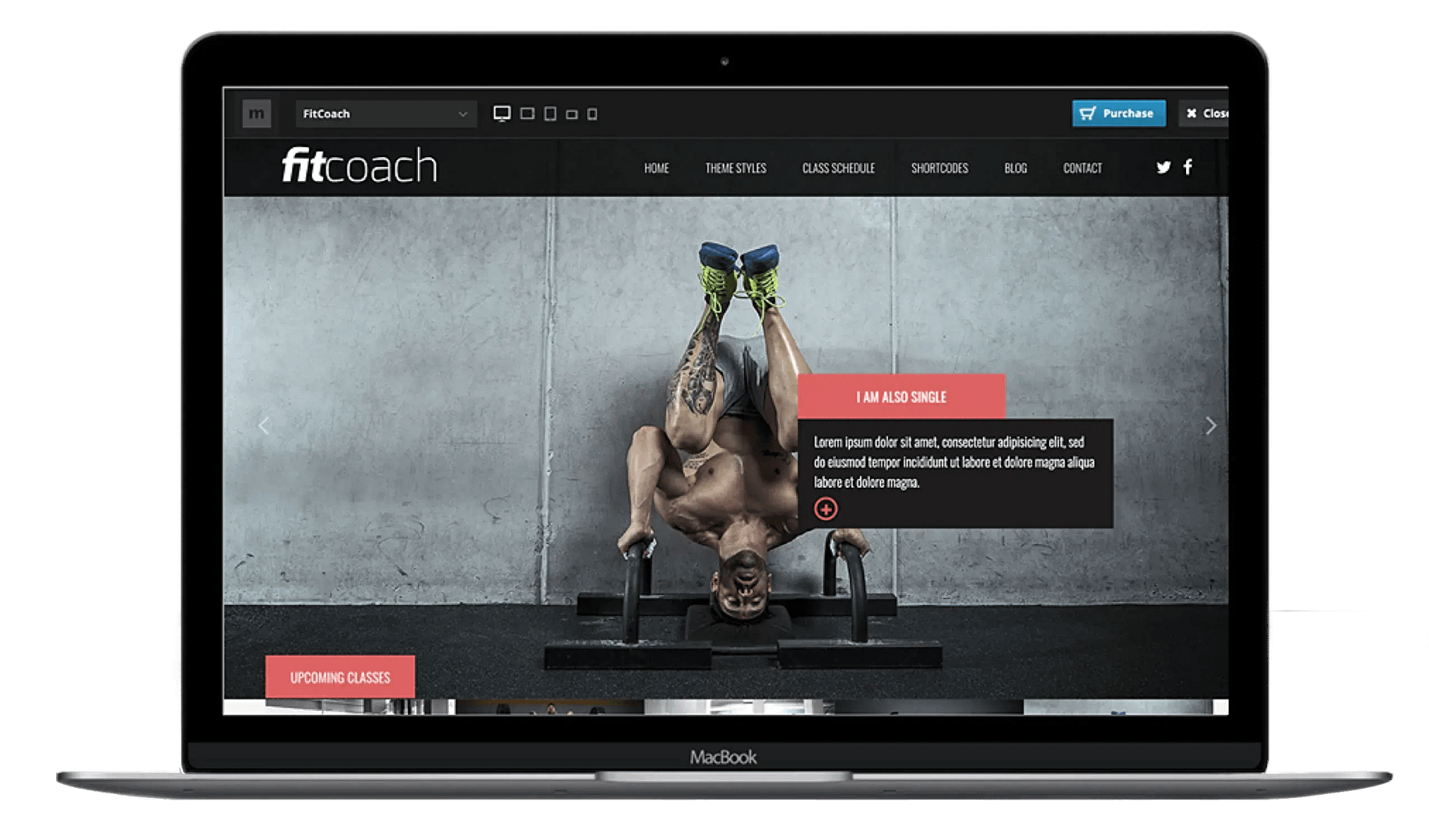 Maquete de laptop com tema FitCoach.