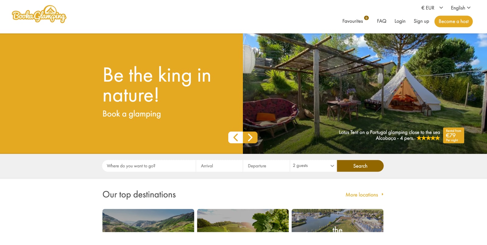 Réservez un site Web de glamping.