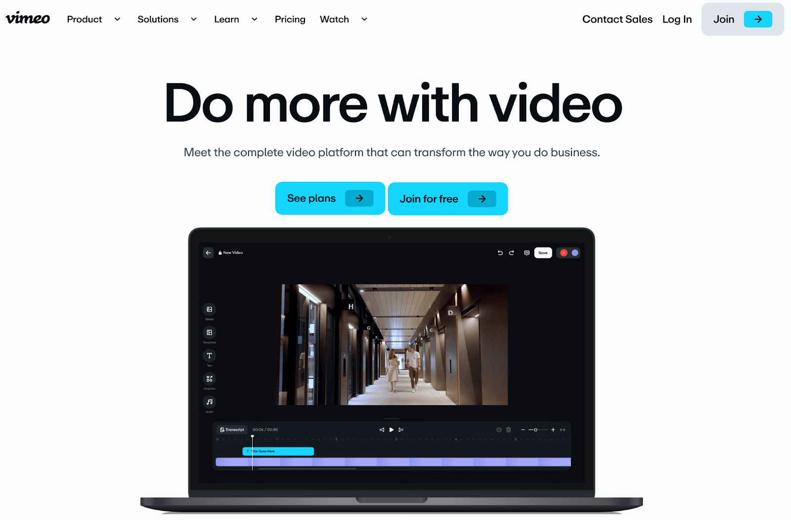 Vimeo va más allá del simple hosting. Le brinda todas las funciones que necesita para editar, administrar y publicar contenido de video. En términos de edición, puedes agregar texto, efectos y más.