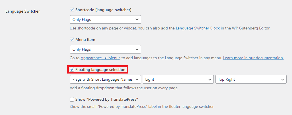 conmutador de idiomas para sitios web multilingües