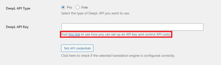 clave API de traducción automática