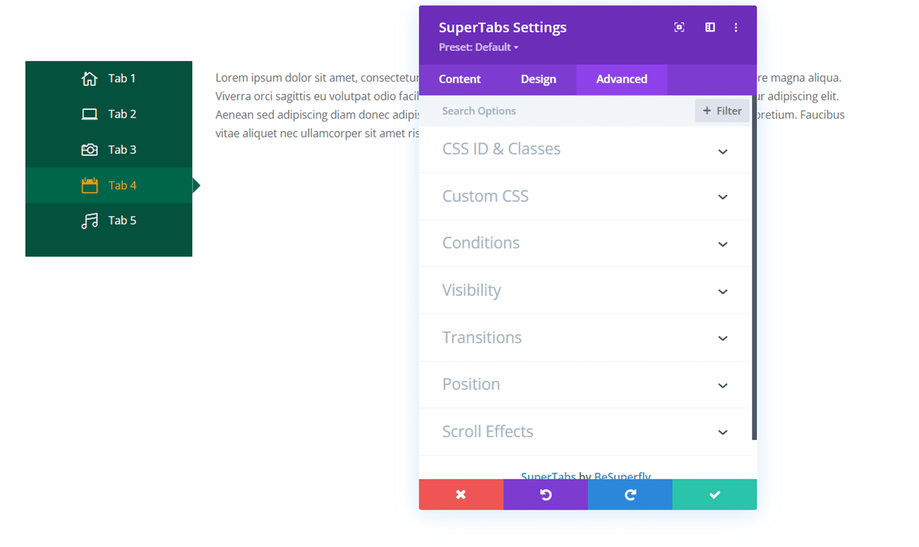 Sorotan Plugin Divi Divi SuperTabs Tingkat Lanjut