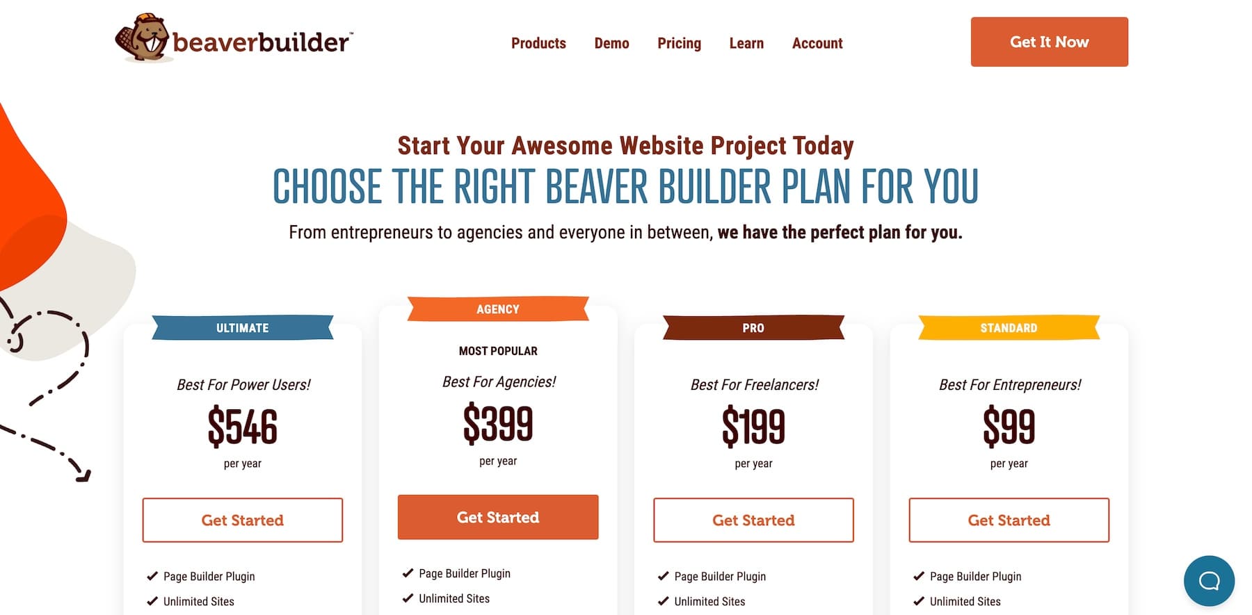 Planes de precios de Beaver Builder