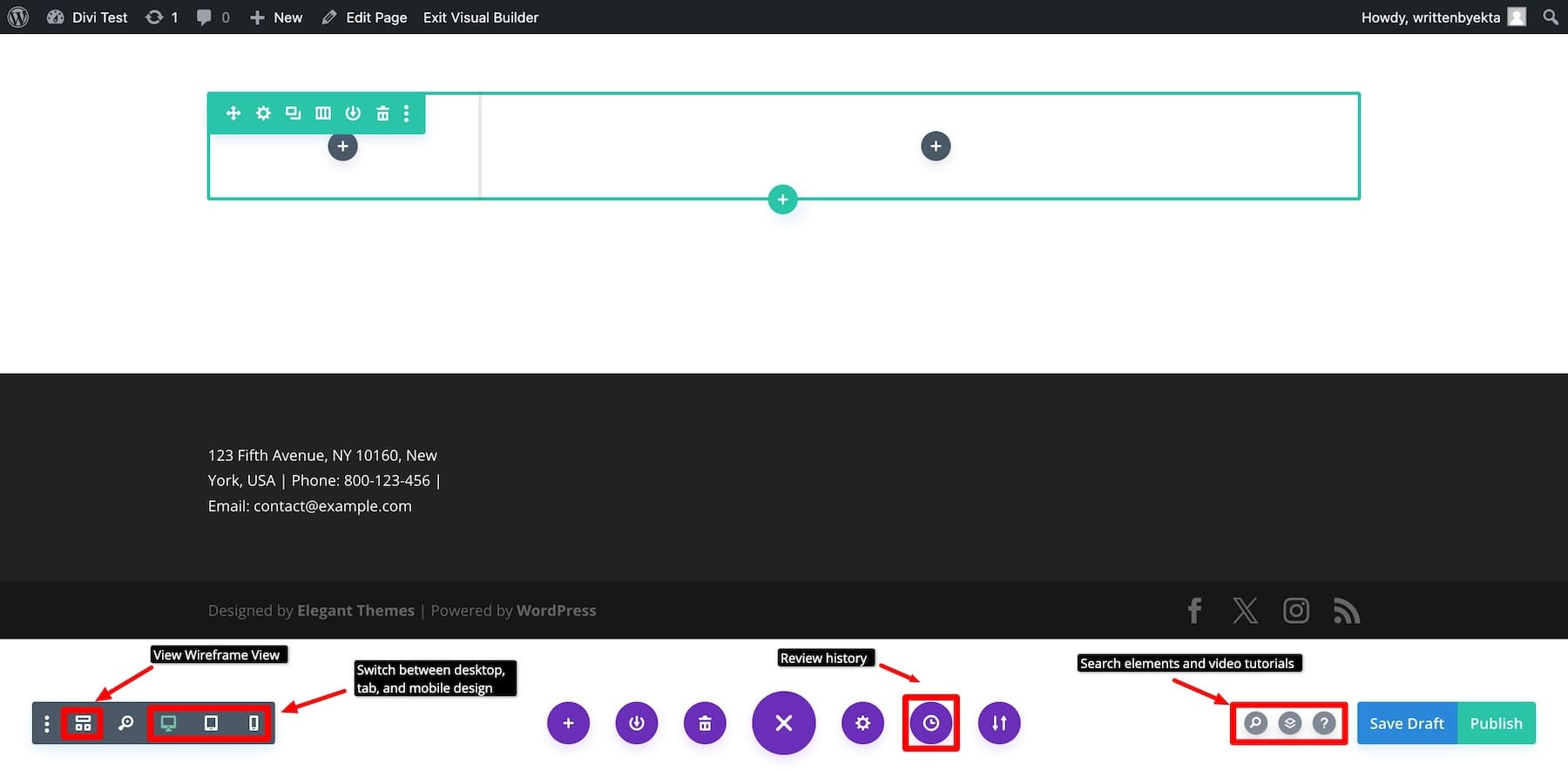 opciones del constructor divi