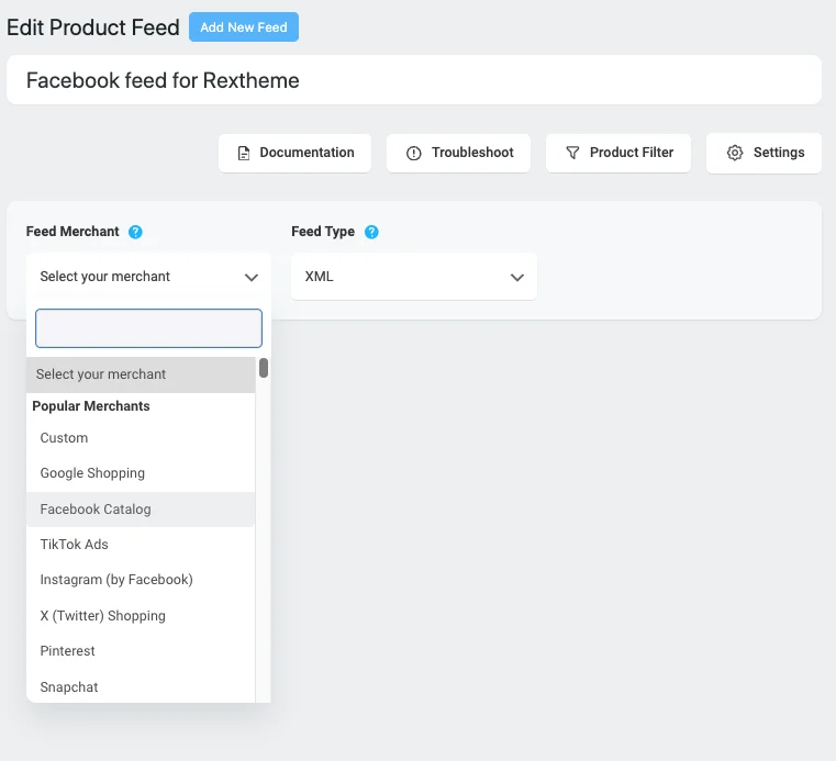 Flux de produits Facebook Woocommerce