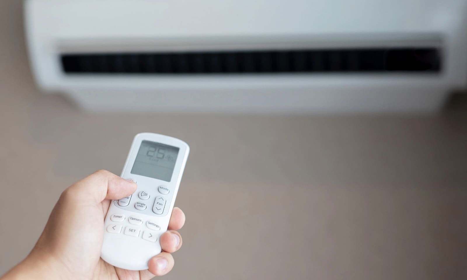 Représentation d’un climatiseur, l’un des équipements populaires des chambres d’hôtel.