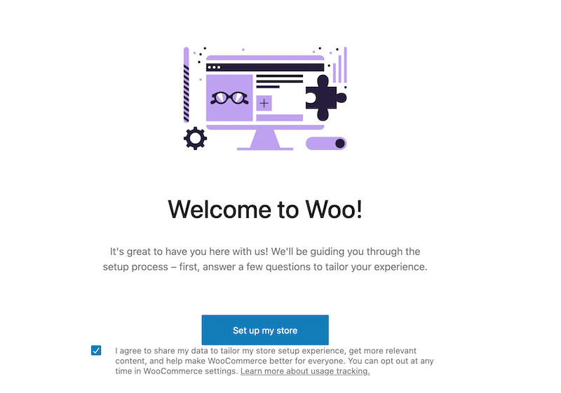 Procedura guidata per avviare il tuo negozio - Fonte: procedura guidata WooCommerce 