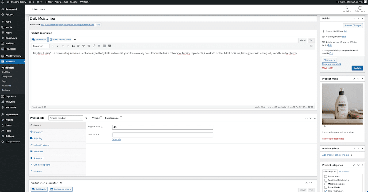 L'interfaccia intuitiva di WooCommerce per aggiungere un prodotto a WordPress - Fonte: dashboard WooCommerce 