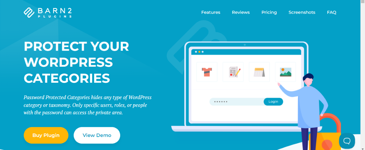 A imagem do cabeçalho do plug-in Categorias protegidas por senha.