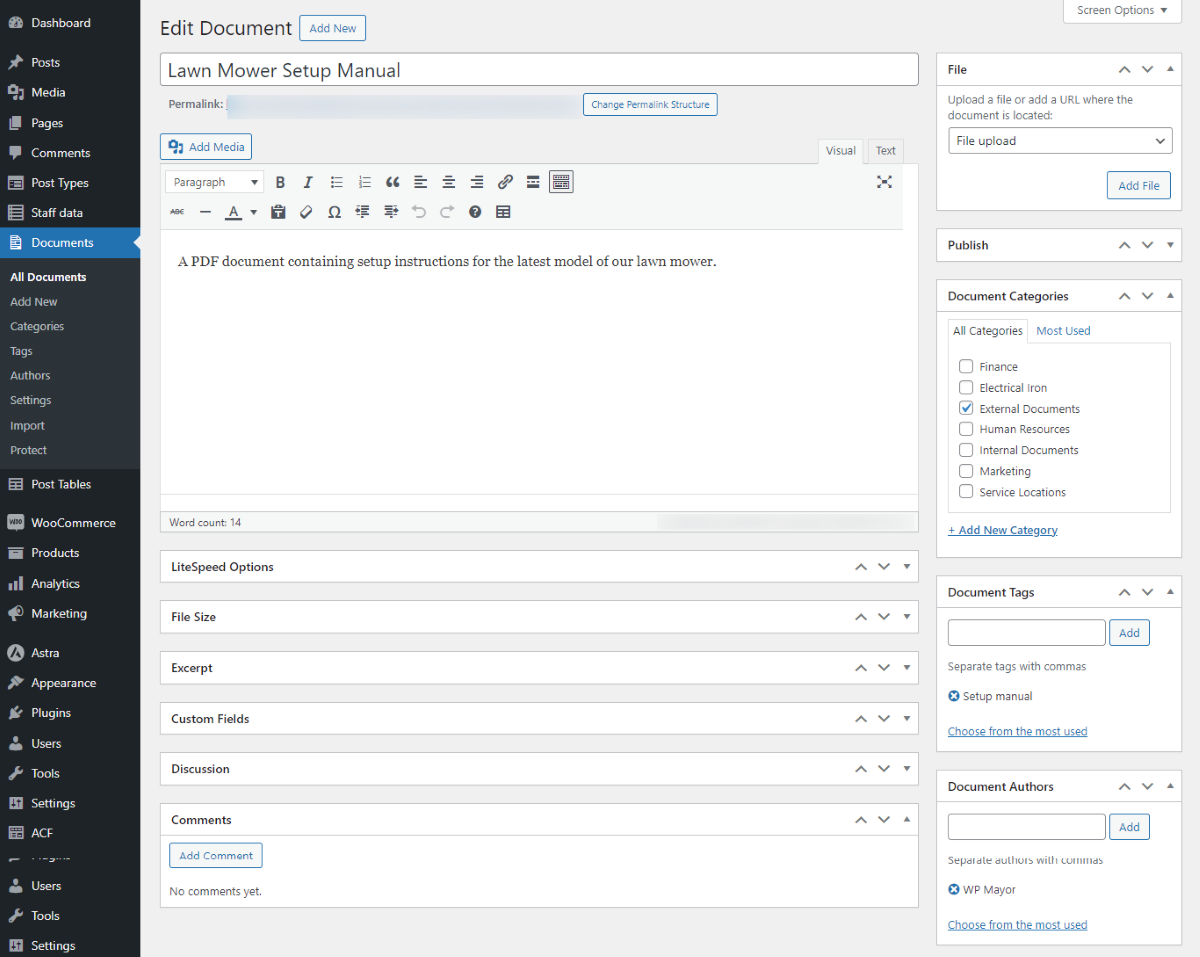 Der Bildschirm „Dokument bearbeiten“ in Document Library Pro.