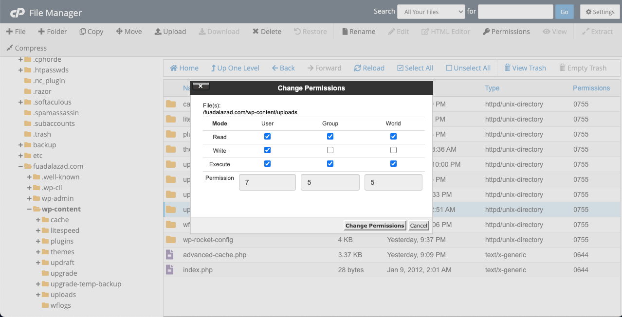 Set values in permission settings