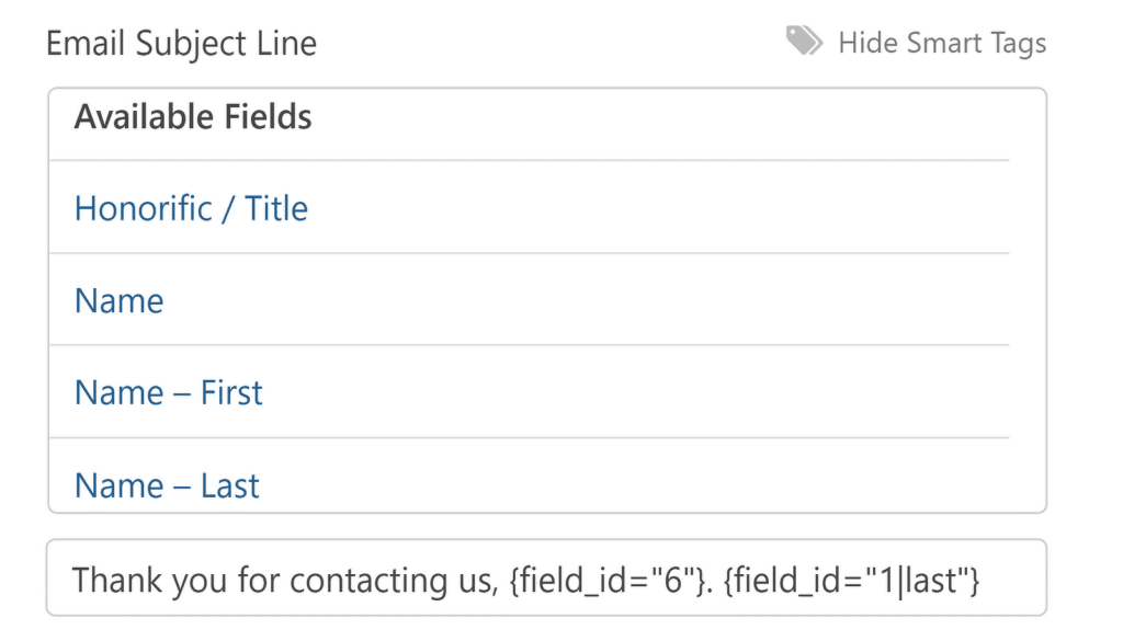 Subject line smart tags