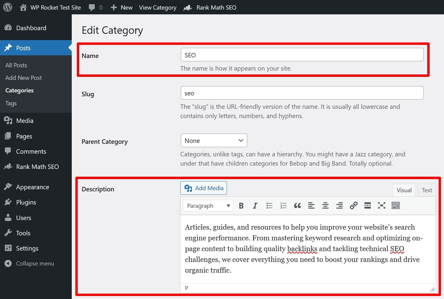 Configure o título e a descrição da categoria do WordPress