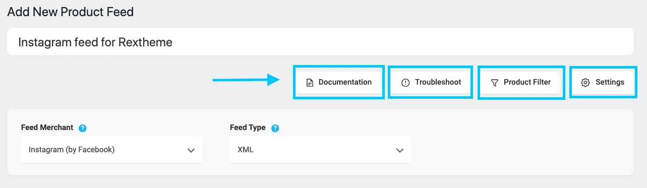 Feed-Konfiguration in PFM