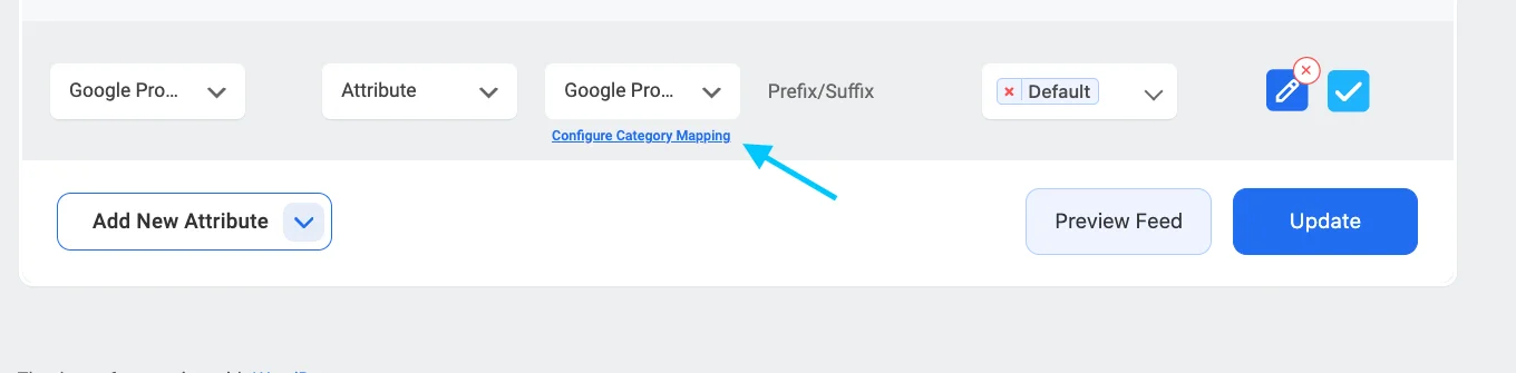 configuração de mapeamento de categorias do Google 