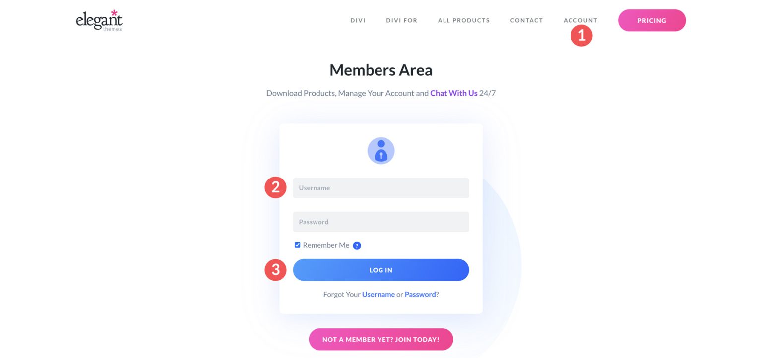 Divi dash 會員區登入