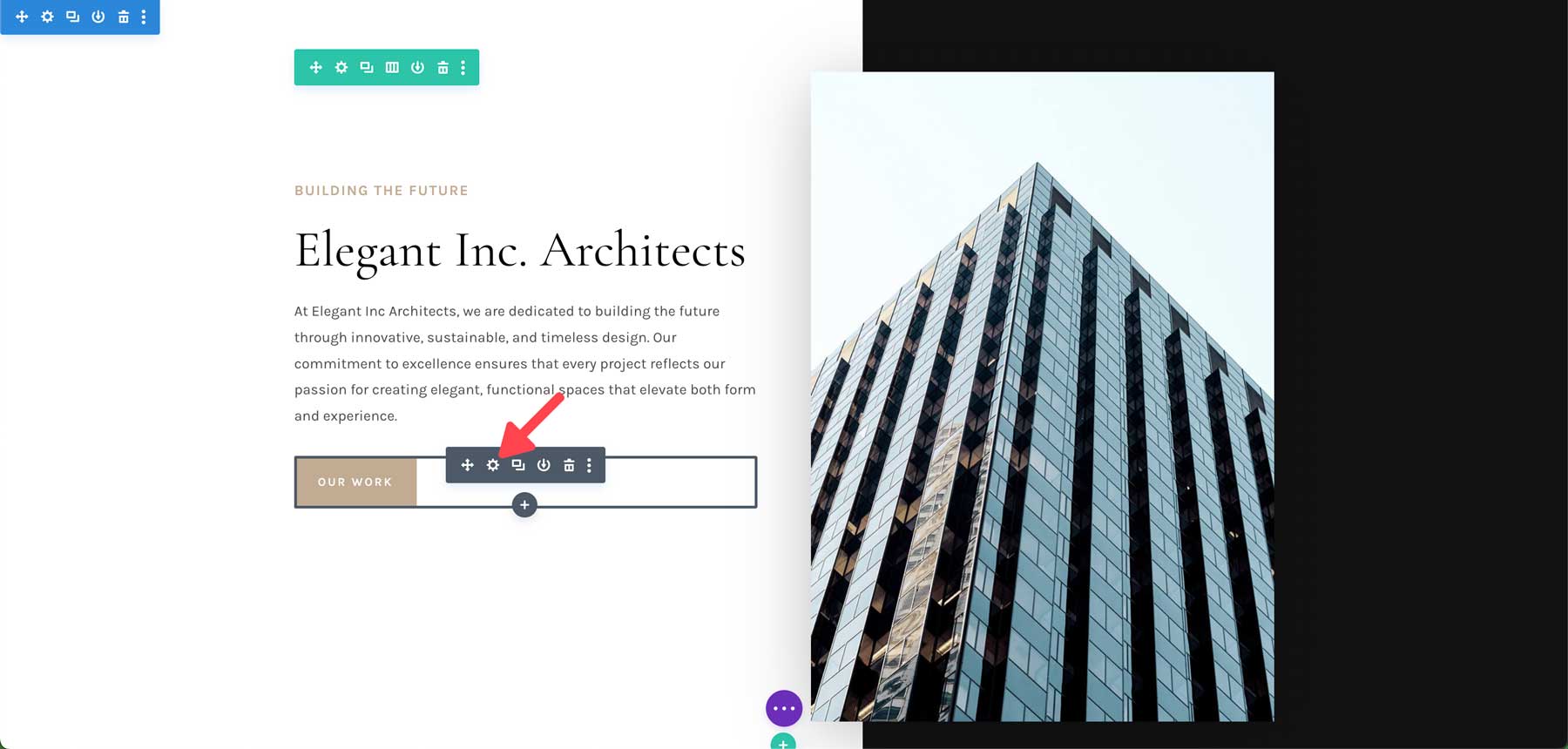 Sito iniziale dell'architetto per Divi