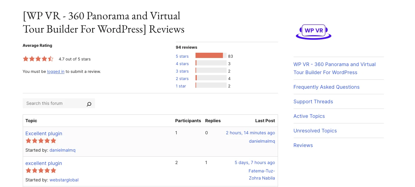 Clasificación de WP VR