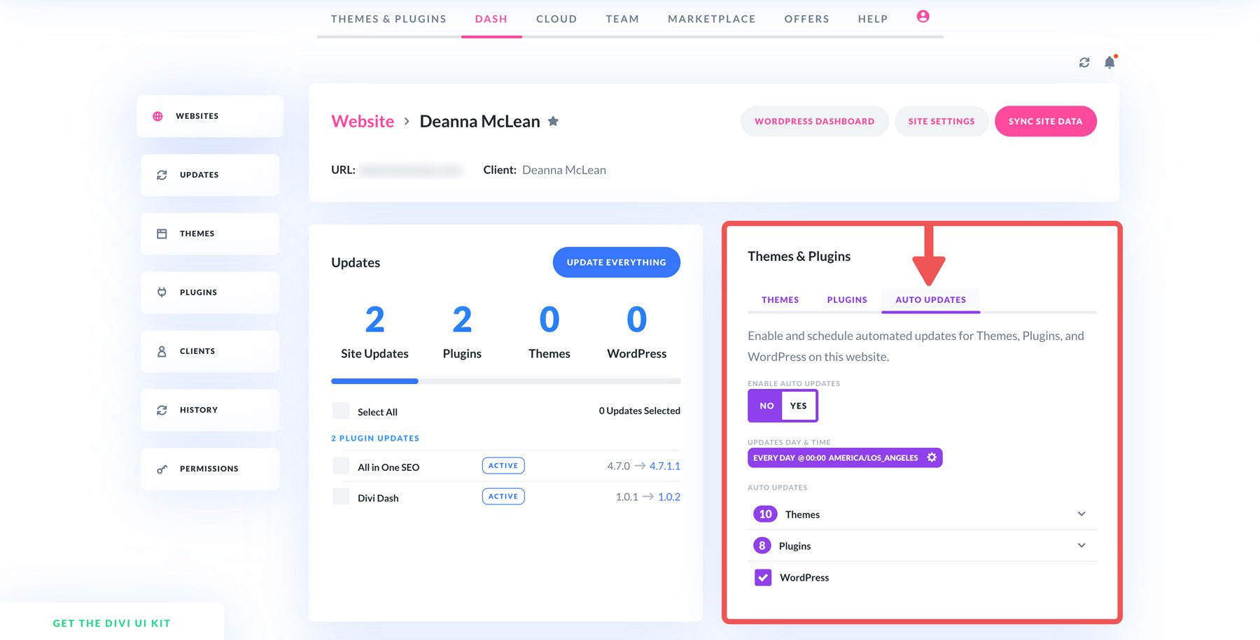 Divi Dash 자동 업데이트