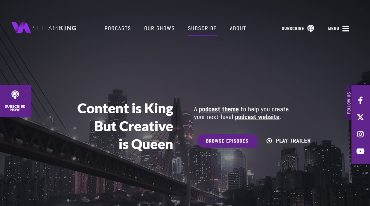 StreamKing - WordPress 팟캐스트 테마