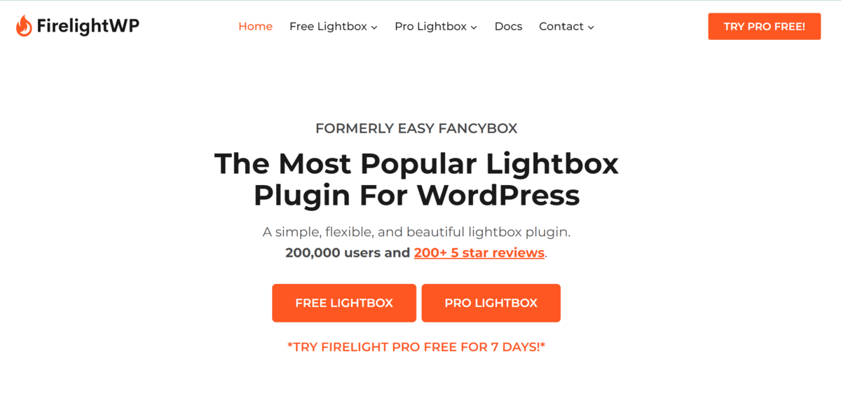 موقع البرنامج المساعد Firelight Lightbox.