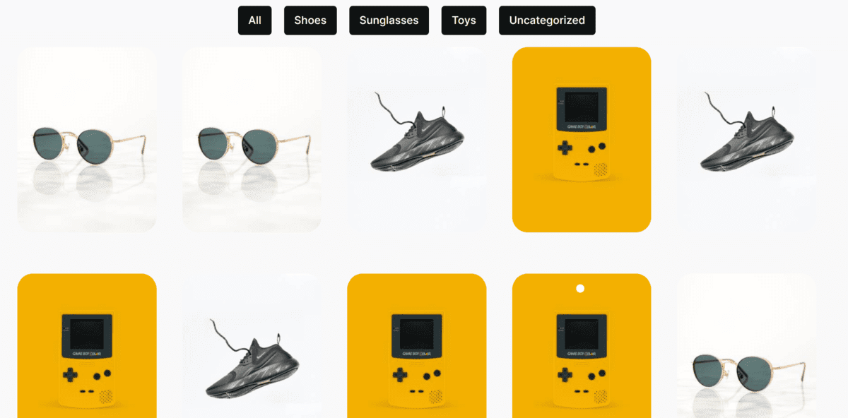 Productos de visualización de filtros de bloques de filtros de taxonomía simple