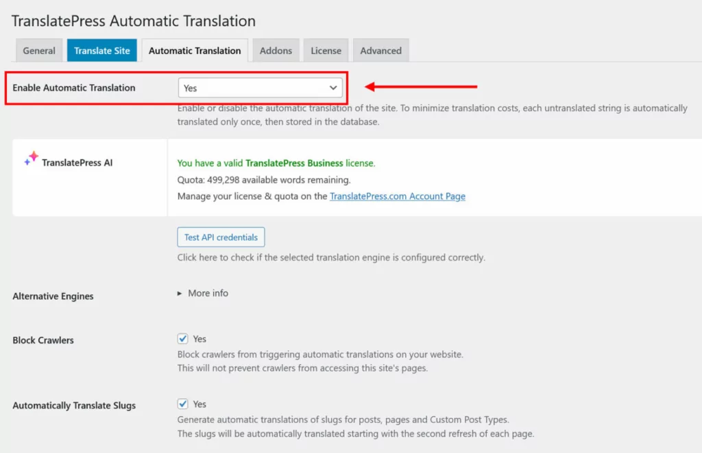 Translatepress ai automatische Übersetzungen