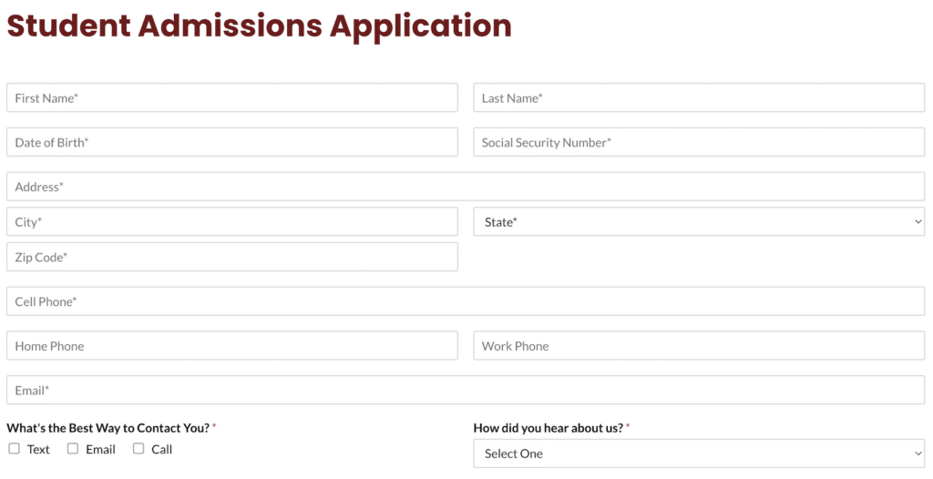 Studen Application Form